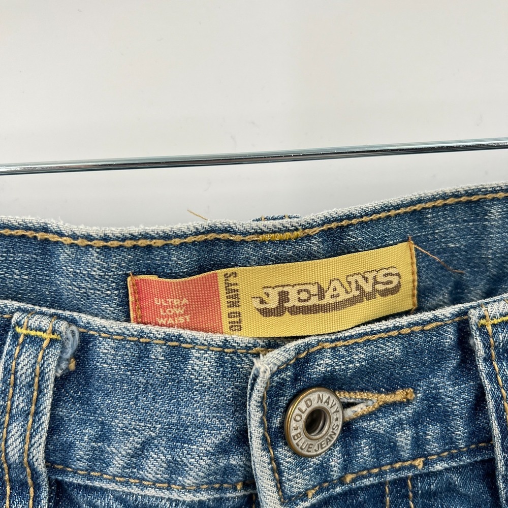 vintage Y2K Ultra Low Rise Denim grunge Shorts cutoff Jean Light Wash Denim  0 - Picture 3 of 9